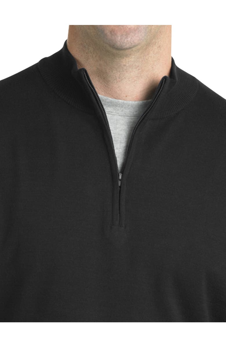 Harbor Bay by DXL Big & Tall Quarter-Zip Pullover Sweater, Alternate, color, Black