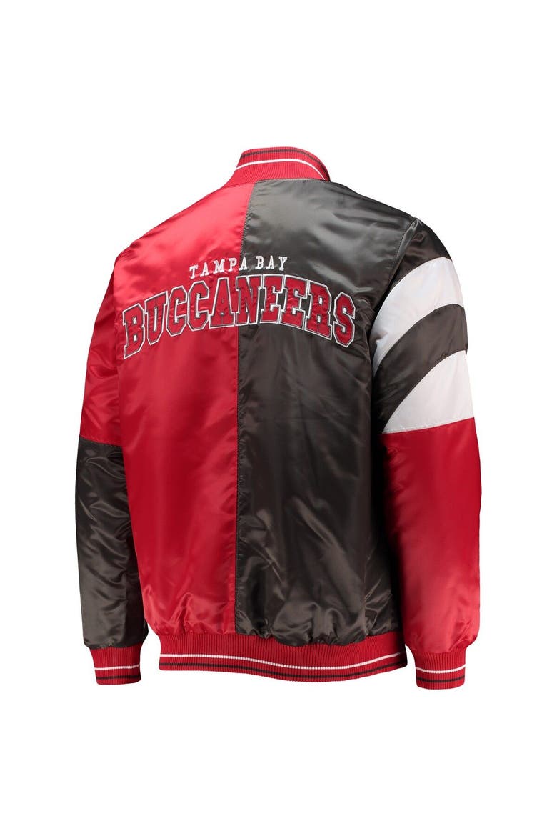 Men's Starter Red/Black Tampa Bay Buccaneers Leader Varsity Satin Full-Snap Jacket, Alternate, color, Red