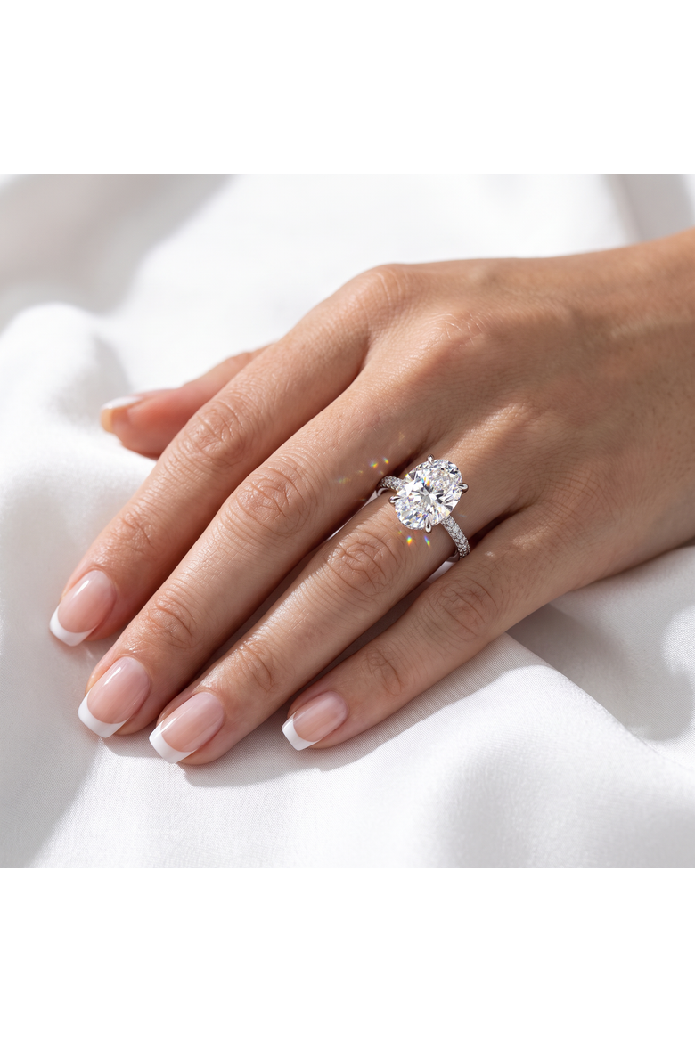 Certified 4.30Ct Oval Diamond Side Halo Engagement Ring 14k Gold Lab Grown, Alternate, color, 14k White Gold