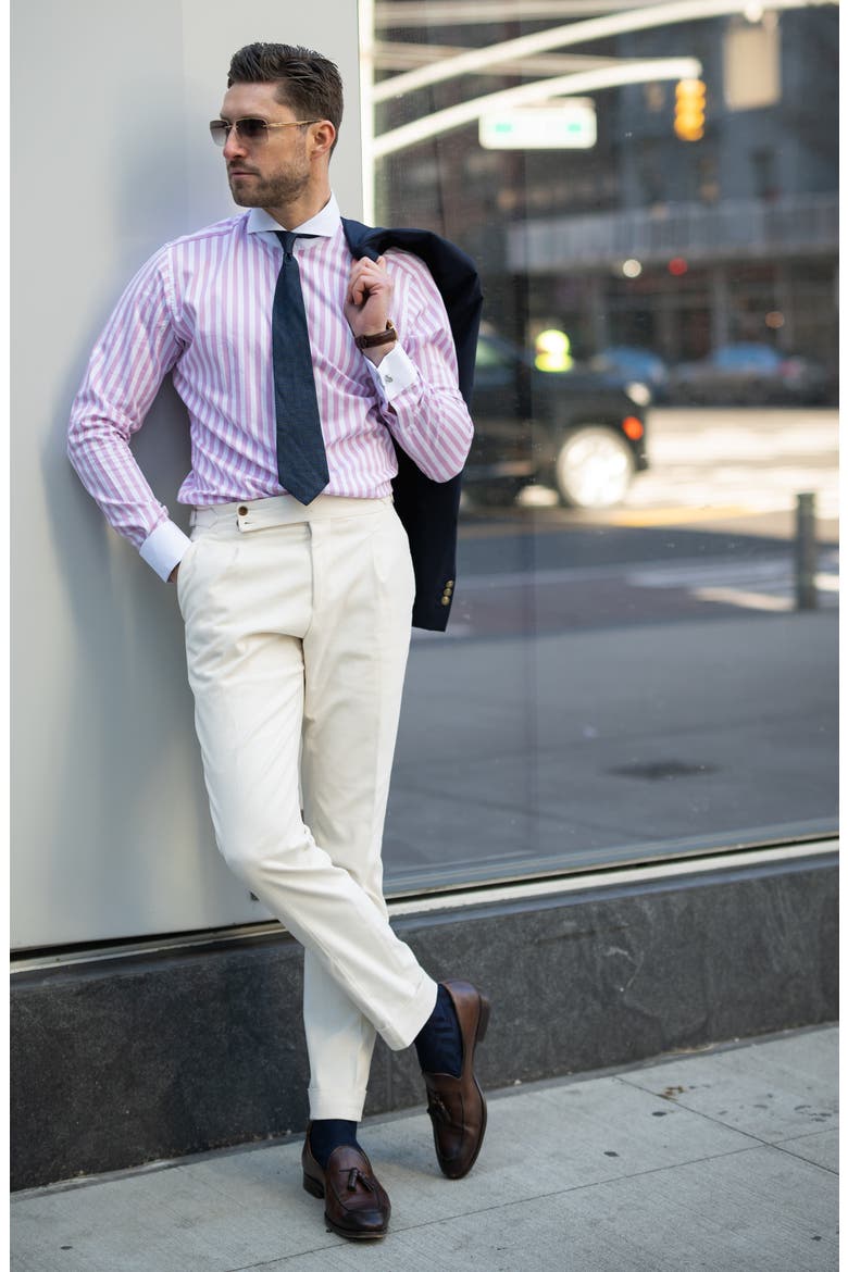 Bold Twill Stripes Pima Cotton Shirt, Alternate, color, Pink Bold Twill Stripes