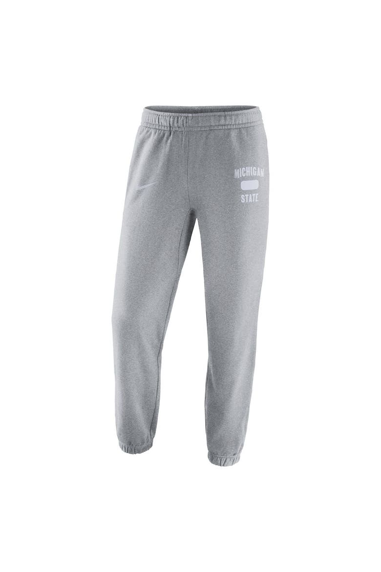 Men's Nike Heathered Gray Michigan State Spartans Saturday Fleece Pants, Alternate, color, Heather Gray