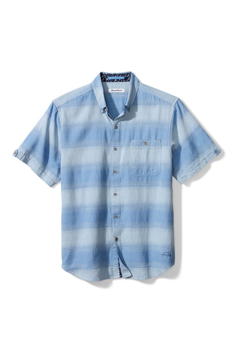 Ocean Fade Short Sleeve Button-Down Shirt, Main, color, BUCCANEER BLUE