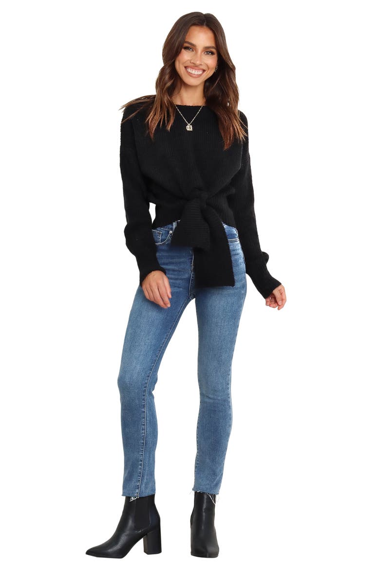 Captivate Tie Hem Sweater, Alternate, color, BLACK