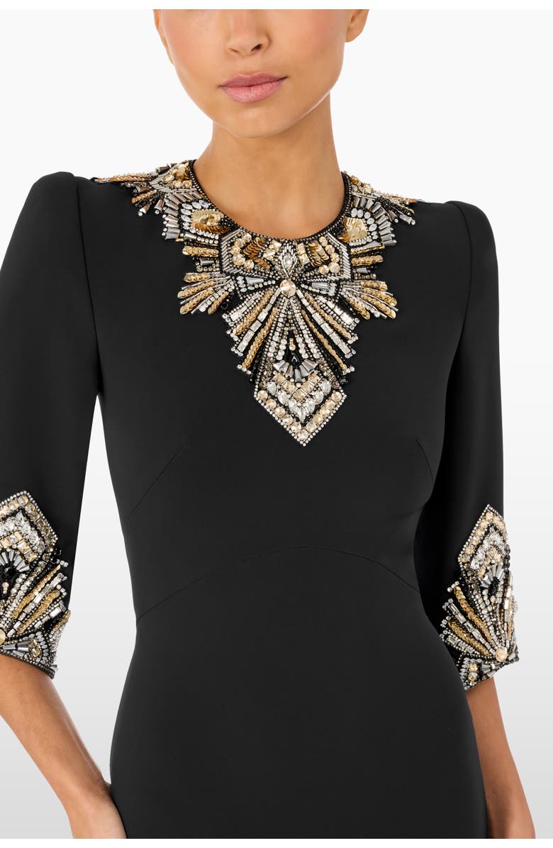 Jenny Packham Ice Cascade Embellished Dress, Alternate, color, Liquorice