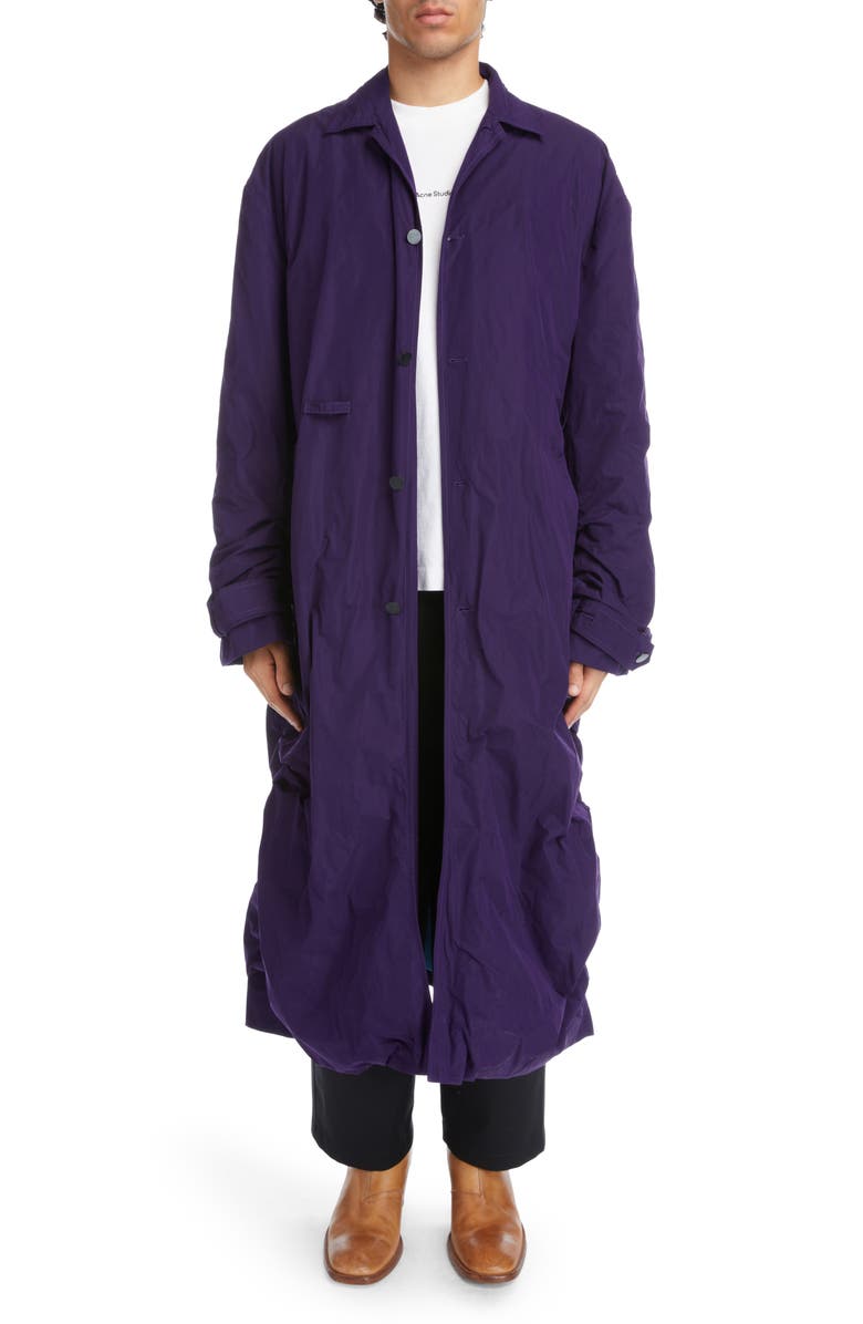 Acne Studios Ruched Satin Trench Coat, Main, color,