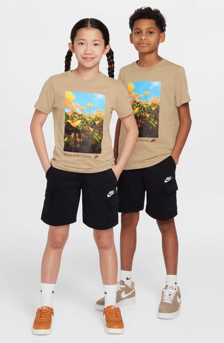 Nike Kids' Club Cargo Sweat Shorts, Alternate, color, Black/ Black/ White