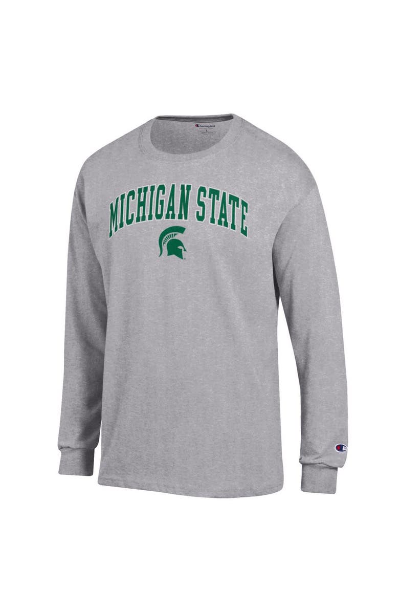 Champion Men's Champion  Heather Gray Michigan State Spartans Arch Over Logo Long Sleeve T-Shirt, Alternate, color, Heather Gray