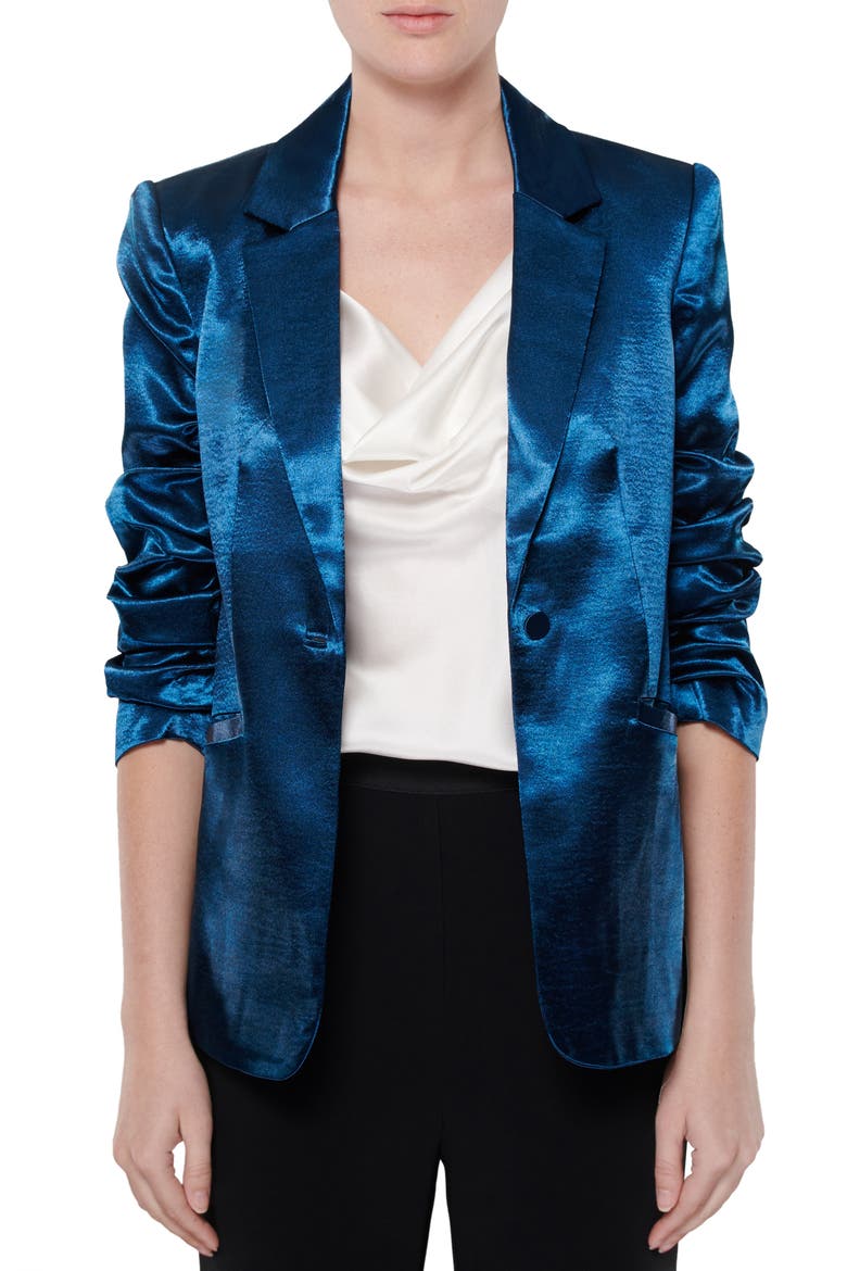 Kylie Hammered Satin Jacket, Main, color, SKDV