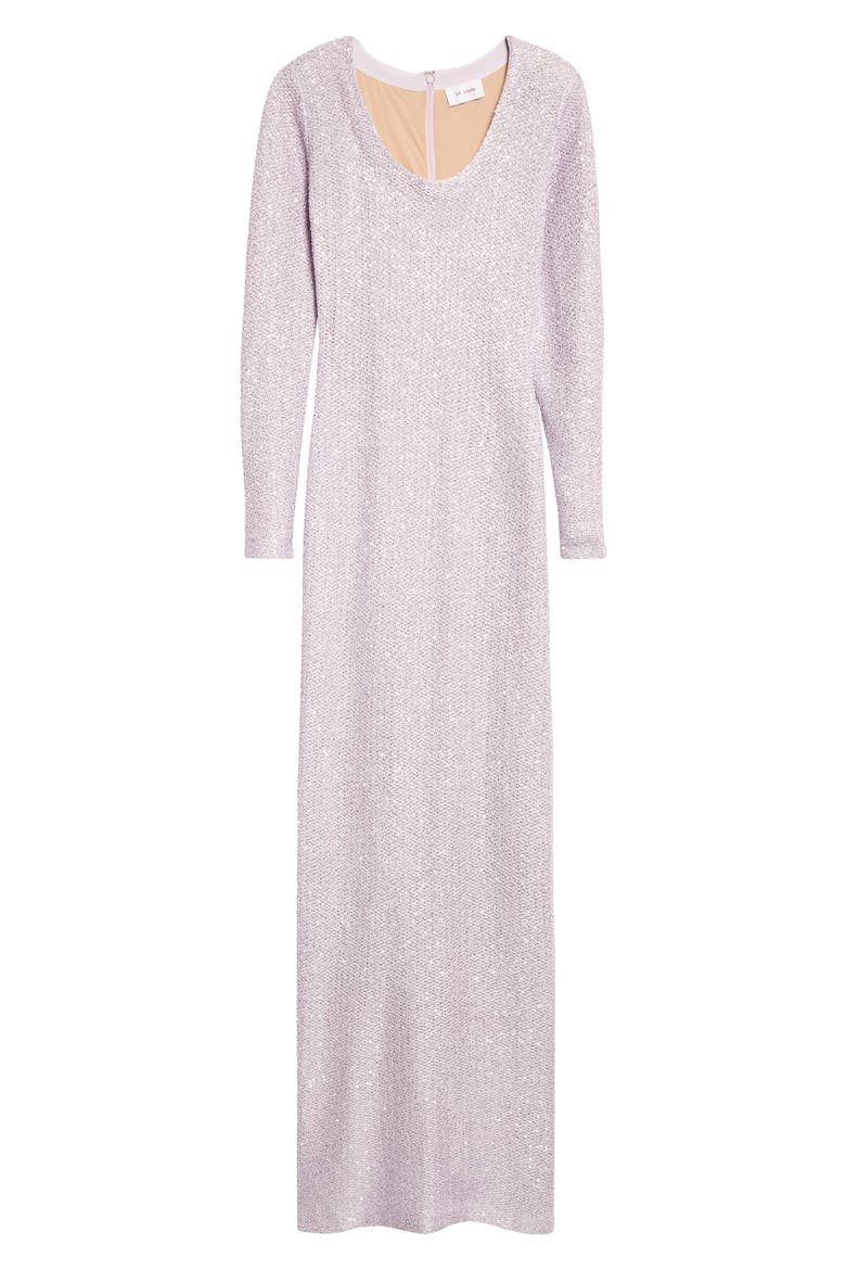 Nicoline Long Sleeve Sequin Stretch Knit Gown, Alternate, color, HYACINTH