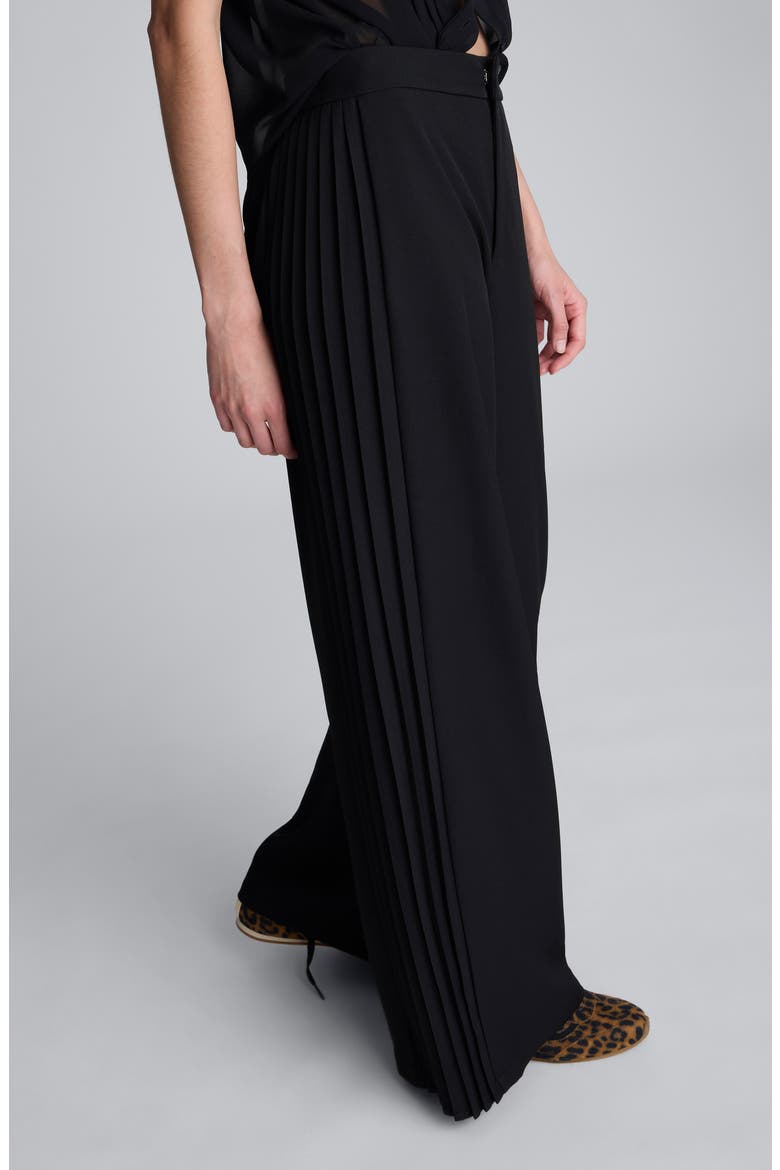 Wide Leg Side Pleat Pants, Alternate, color, BLACK