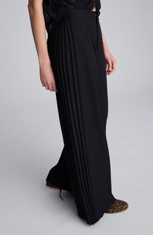 Kenneth Cole Luxe Twill Side Pleat Wide Leg Pant In Black