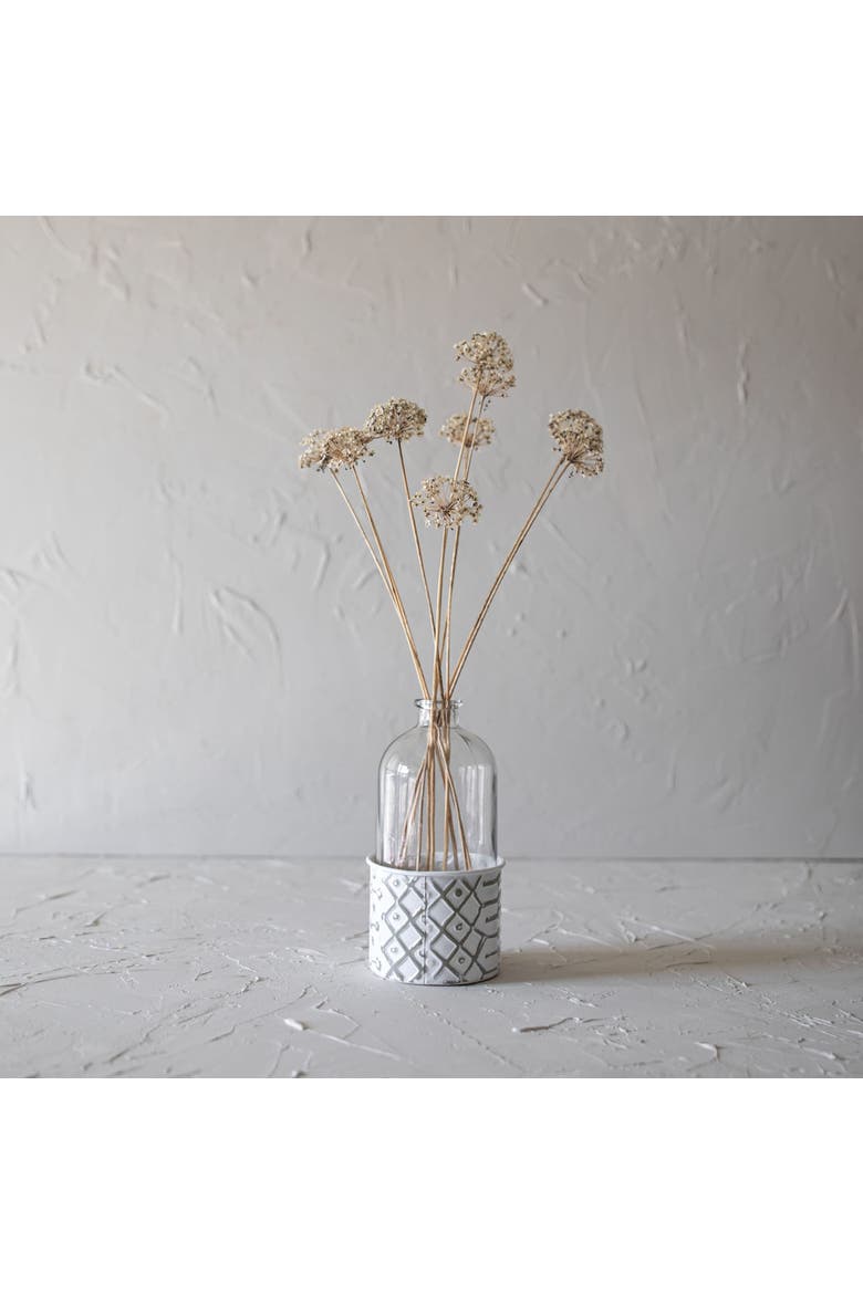 Geometric Bud Vase Metal & Glass, Alternate, color, Gray