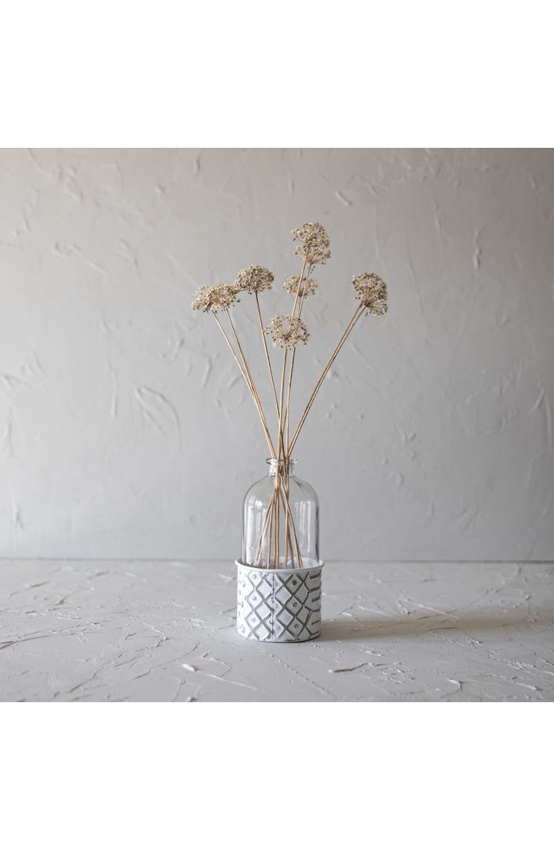 Foreside Home and Garden Geometric Bud Vase Metal & Glass, Alternate, color, Gray