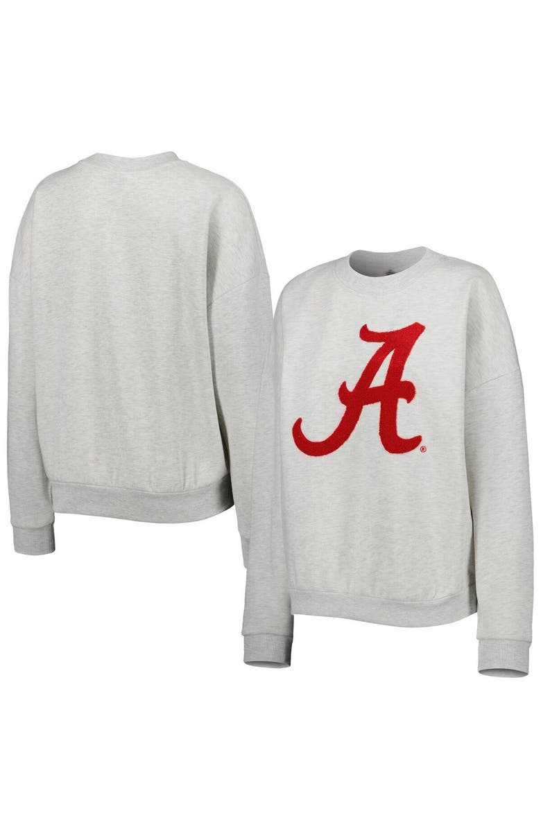 GAMEDAY COUTURE Women's Gameday Couture Heather Gray Alabama Crimson Tide Chenille Patch Fleece Pullover Sweatshirt, Main, color, 