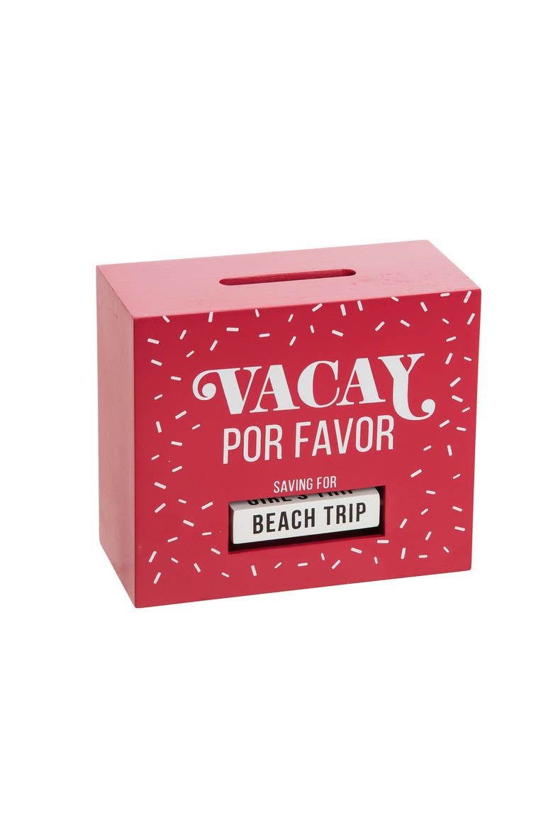 Vacay Por Favor Rotating Bank Wood Red, Main, color, Red