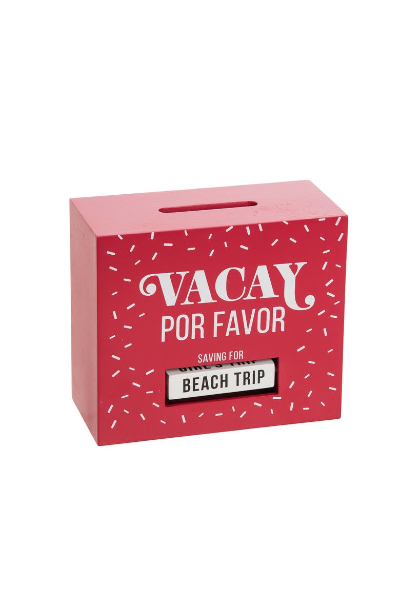 Totalee Gift Vacay Por Favor Rotating Bank Wood Red, Main, color, Red