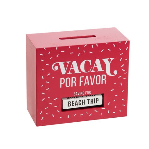 Vacay Por Favor Rotating Bank Wood Red