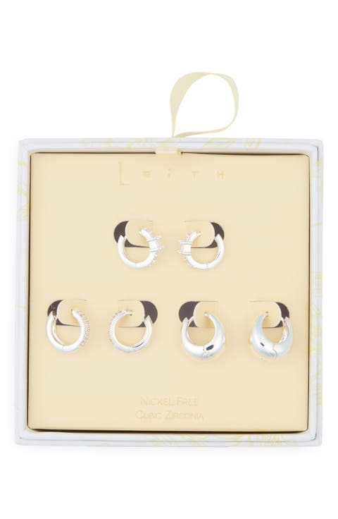 3-Pack Assorted Wide Huggie Hoop Earrings