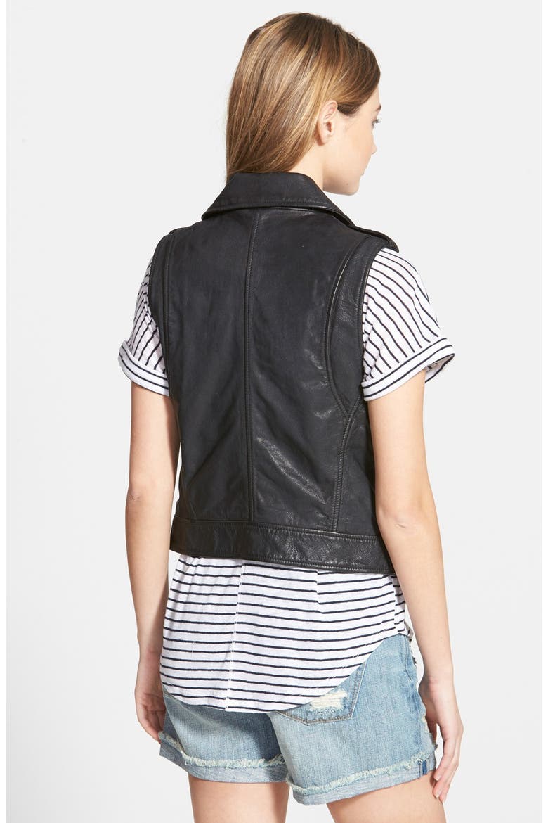 Treasure&Bond Leather Moto Vest, Alternate, color, BLACK
