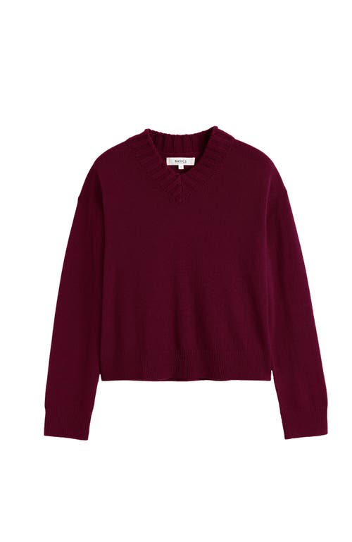 Chinti & Parker Wool-cashmere Ribbed V-neck Sweater In Burgundy