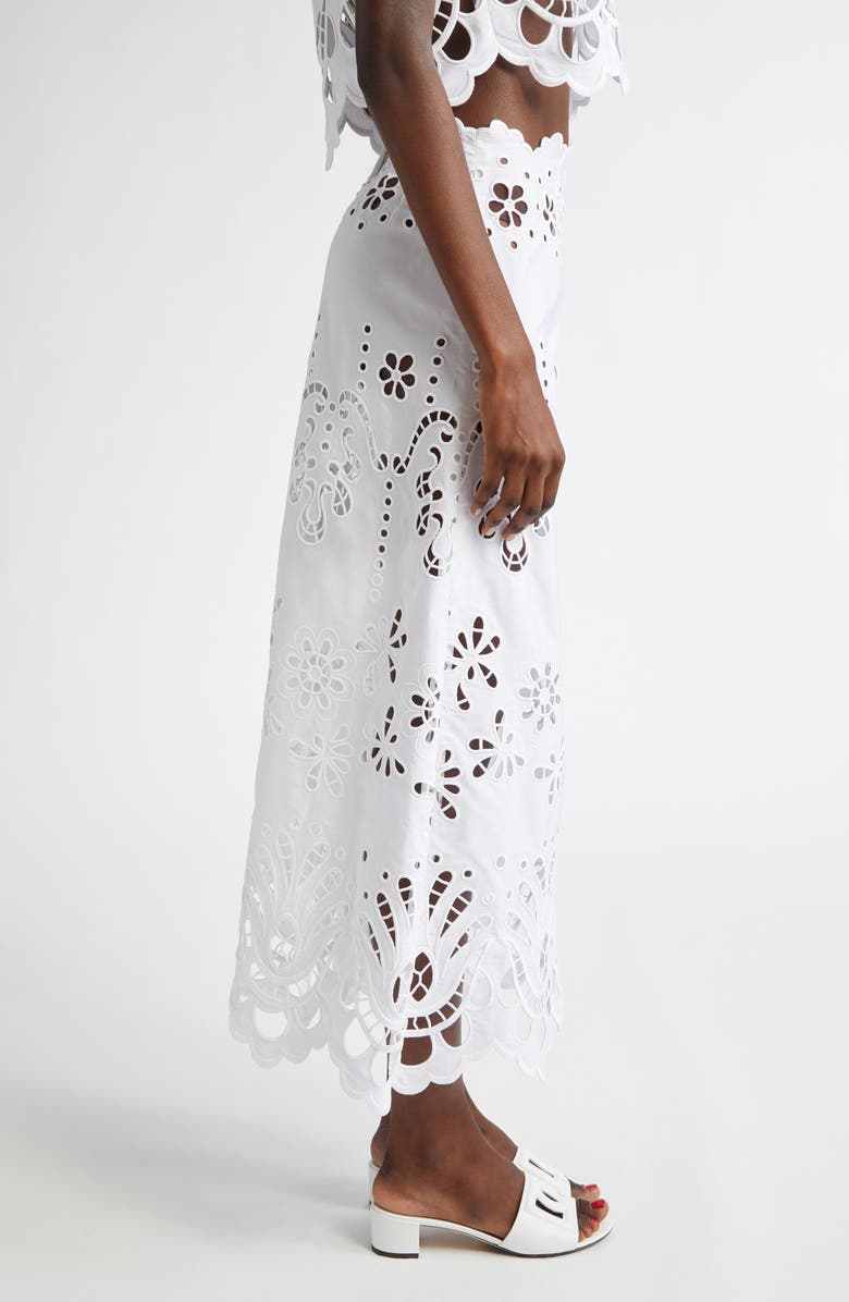 Dolce&Gabbana Cutwork Embroidery A-Line Skirt, Alternate, color, Bianco Ottico