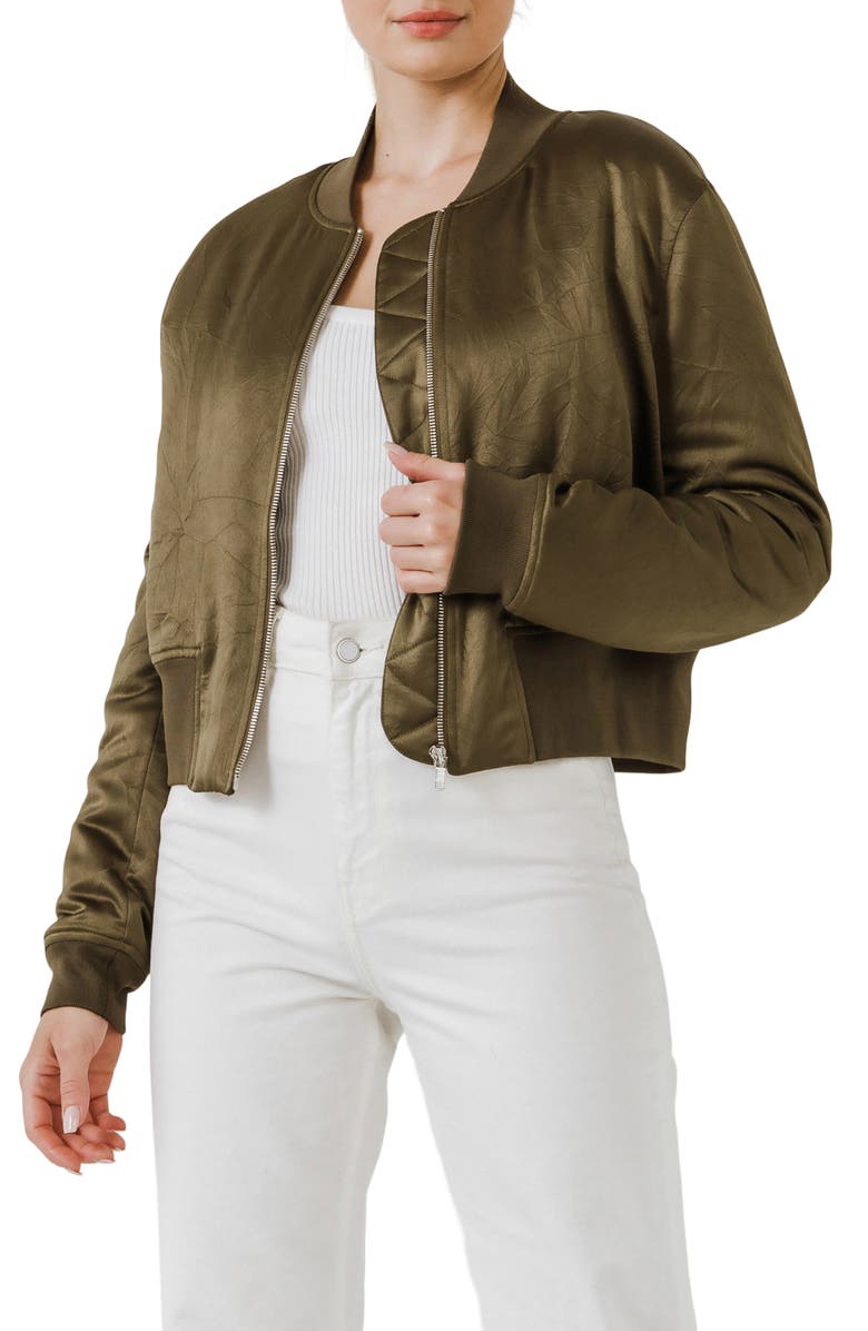 Grey Lab Crop Bomber Jacket, Alternate, color, 
