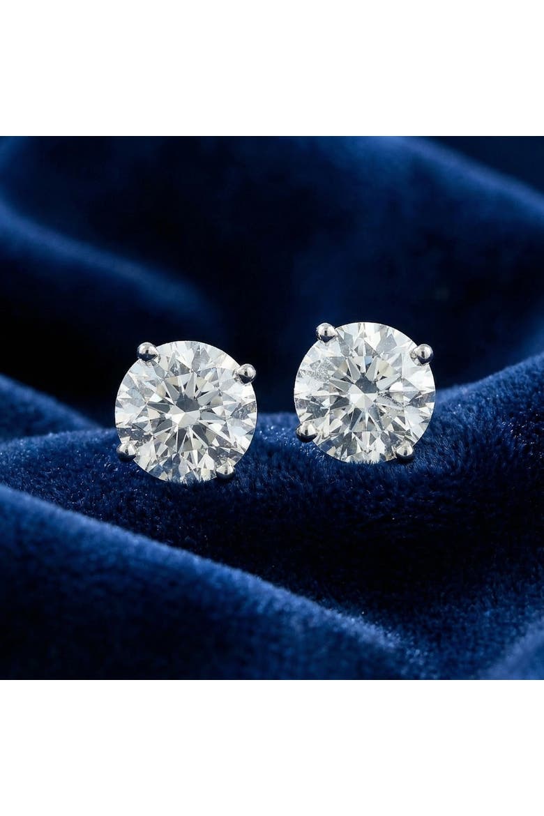 2 Ct TW Round Lab Grown Diamond Studs 14K Gold With Screw Backs, Alternate, color, 14k White Gold
