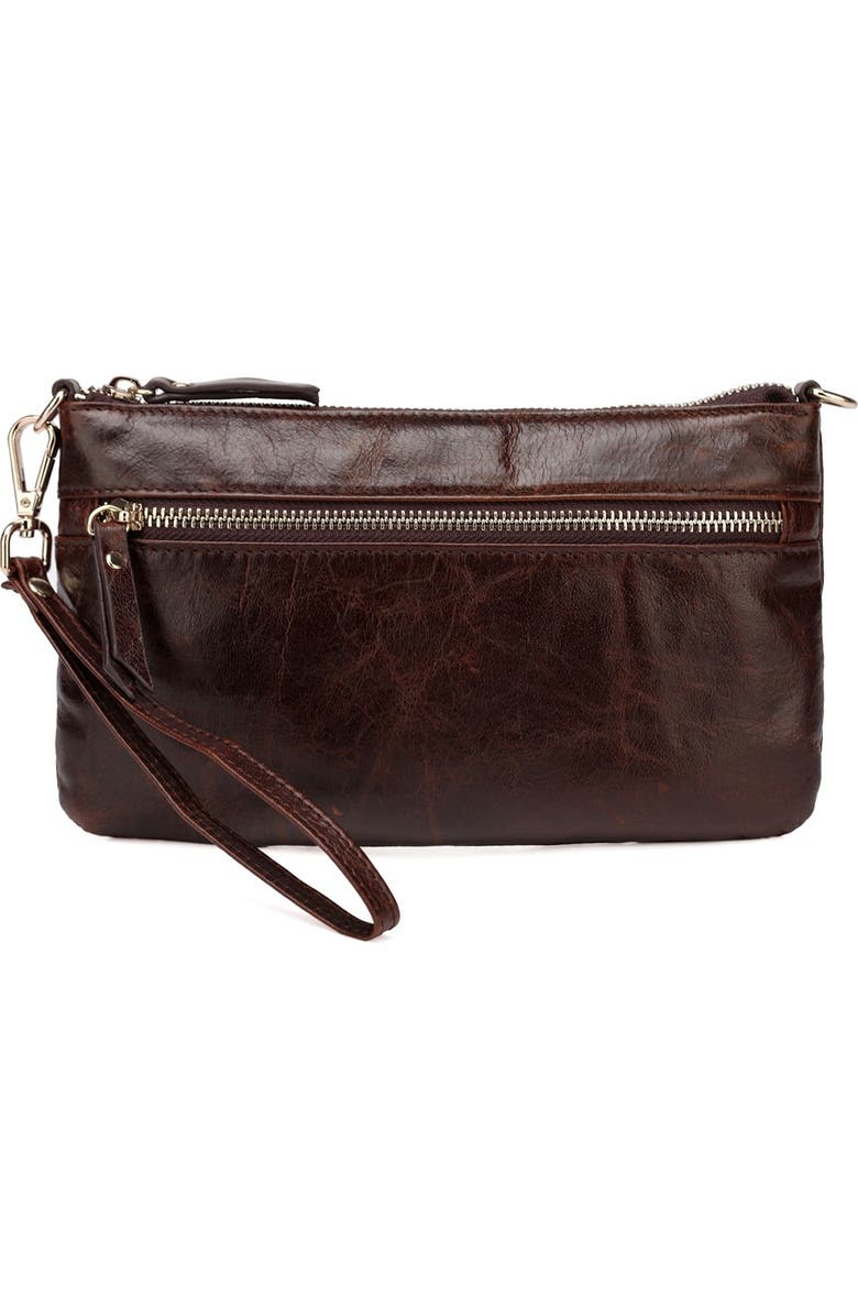 VICENZO LEATHER Maci Distressed Leather Crossbody Clutch, Main, color,