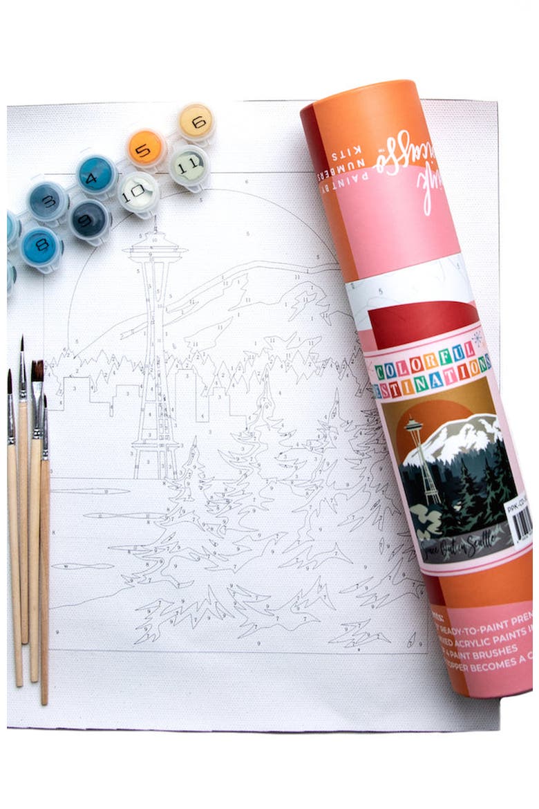 Space Out in Seattle Paint-by-Numbers Kit, Alternate, color, Orange / Teal