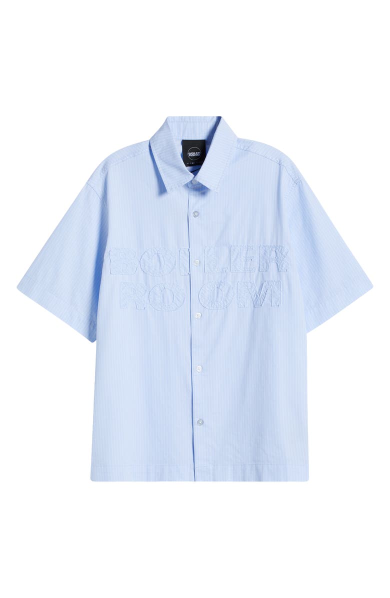 BOILER ROOM Logo Appliqué Short Sleeve Button-Up Shirt, Alternate, color, Tbc