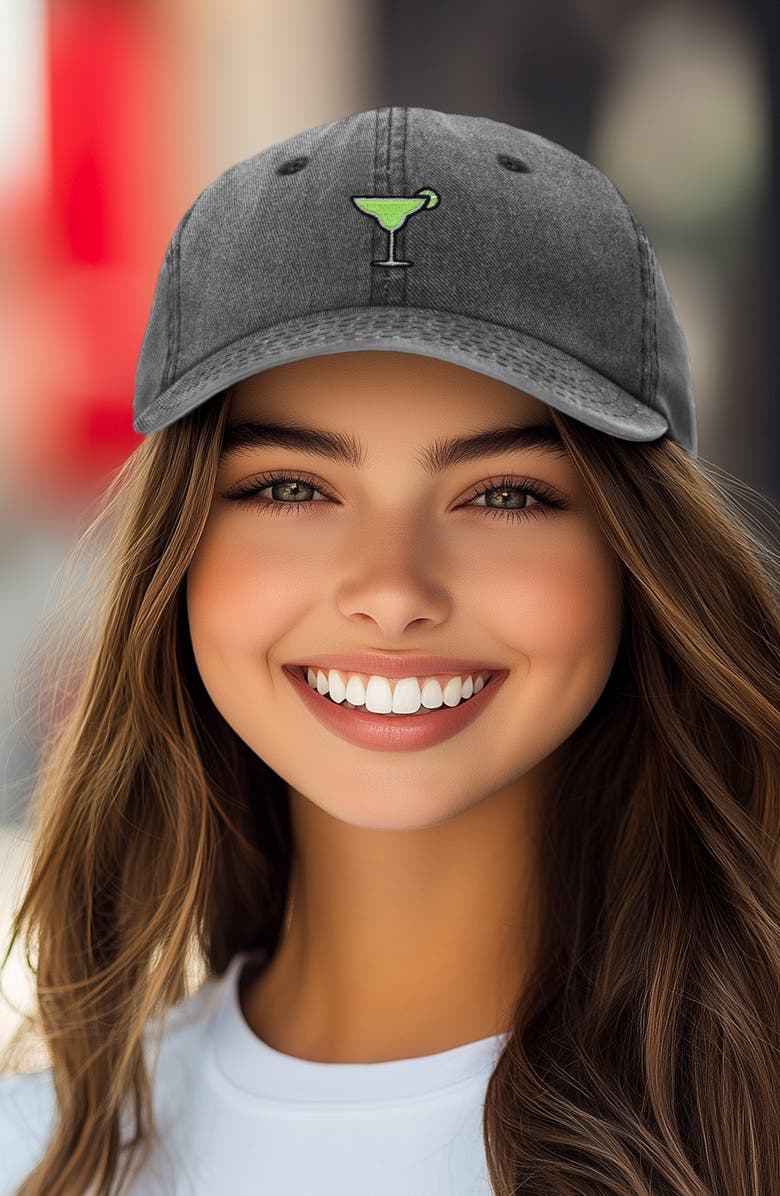 Dalix Margarita Embroidered Dad Hat, Alternate, color, Washed Black