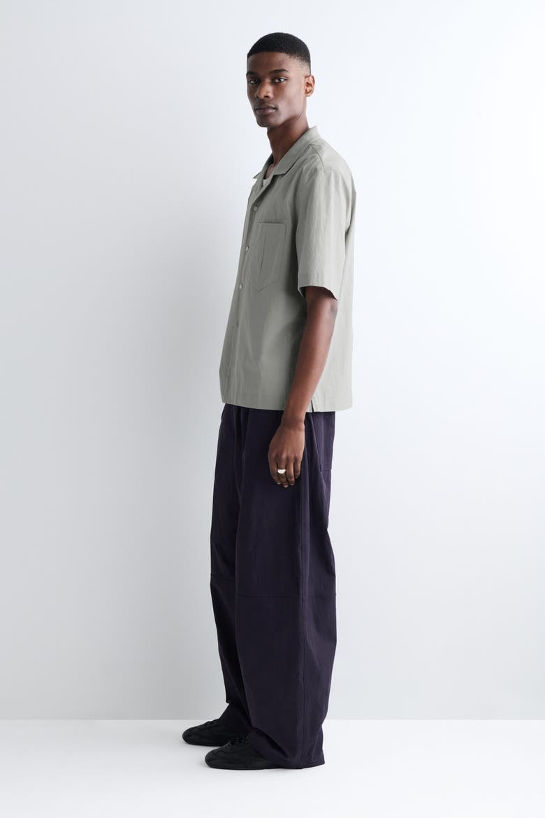 Camp-collar Cotton Shirt, Alternate, color, LIGHT GRAY