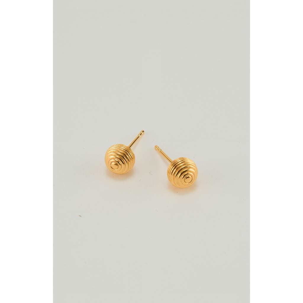 Gwen Beloti Striped Ball Stud Earring In Gold