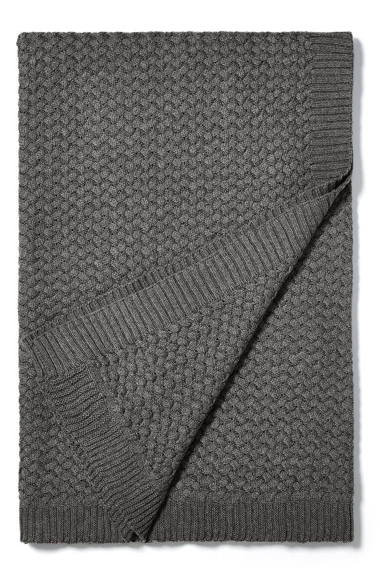 Boll & Branch Woven Knit Organic Cotton Throw Blanket, Main, color, 