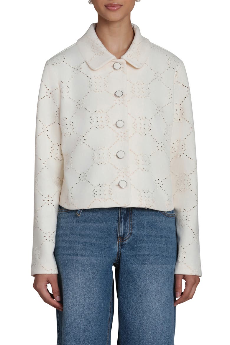 Embroidered Eyelet Boxy Cropped Jacket, Main, color, OFF WHITE