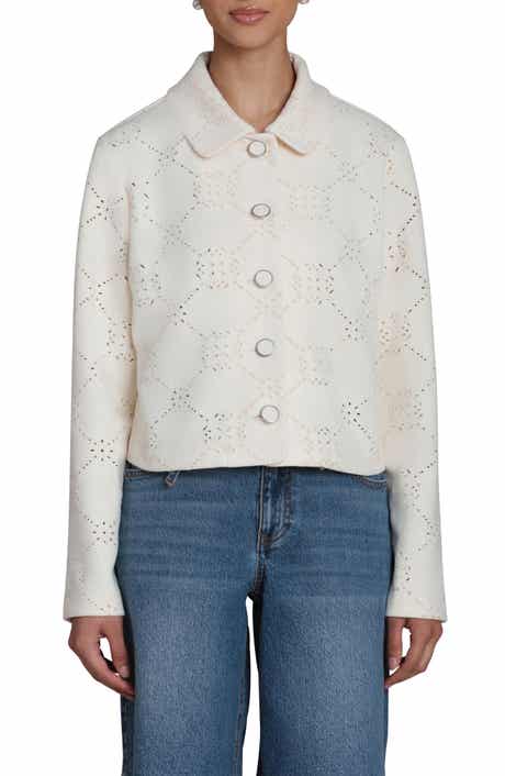 Bagatelle Embroidered Eyelet Boxy Cropped Jacket