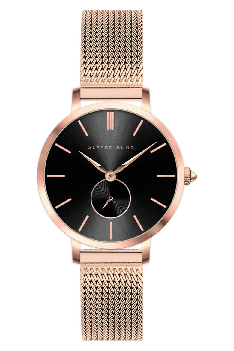 Serenity Mesh Strap Watch, 33mm, Main, color, ROSE GOLD