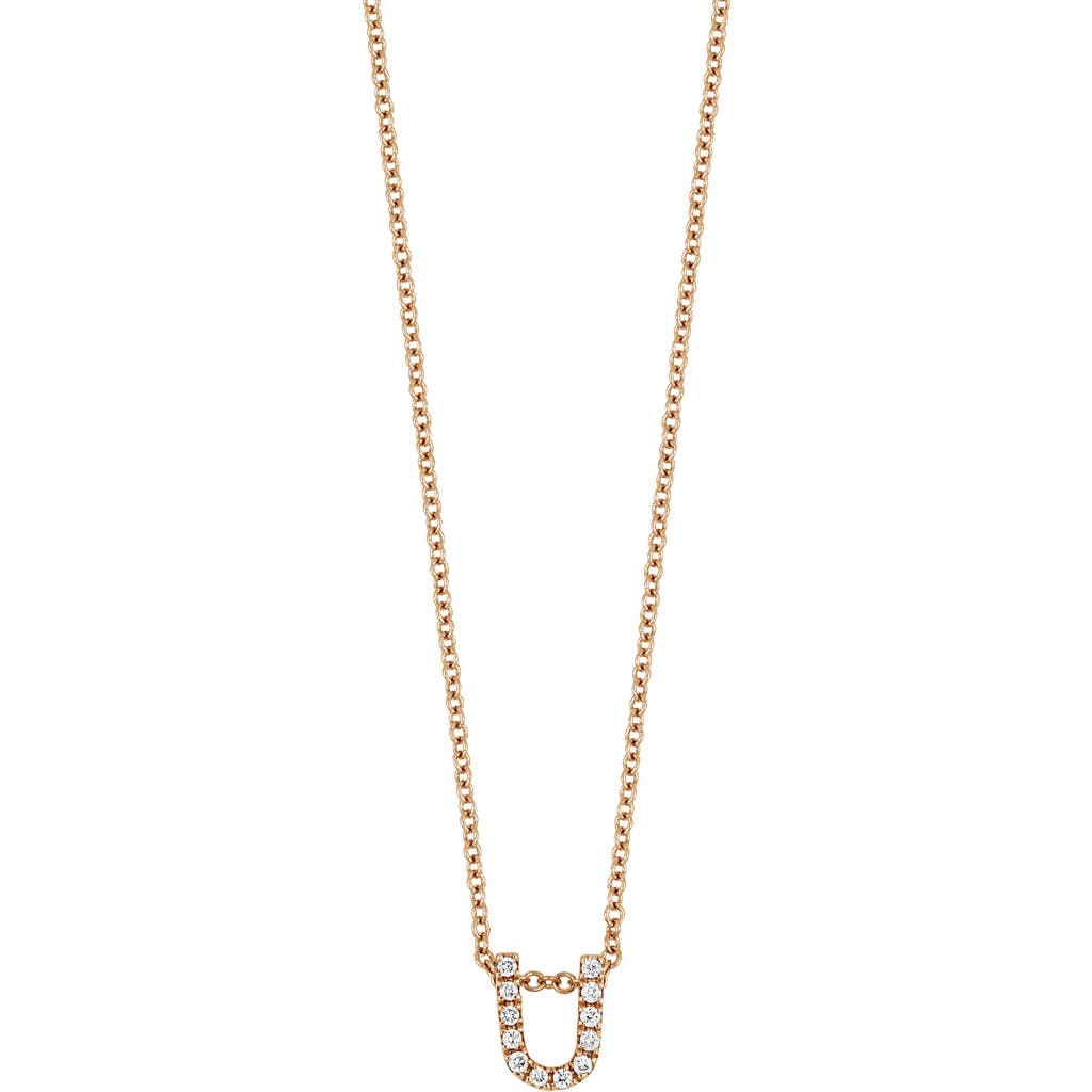 Bony Levy Diamond Pavé Initial Pendant Necklace In 18k Rose Gold - U