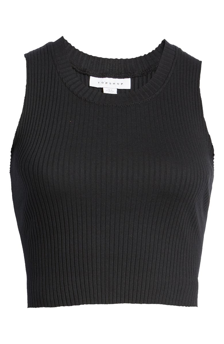 Topshop Wide Rib Cotton Blend Crop Tank Top, Alternate, color,