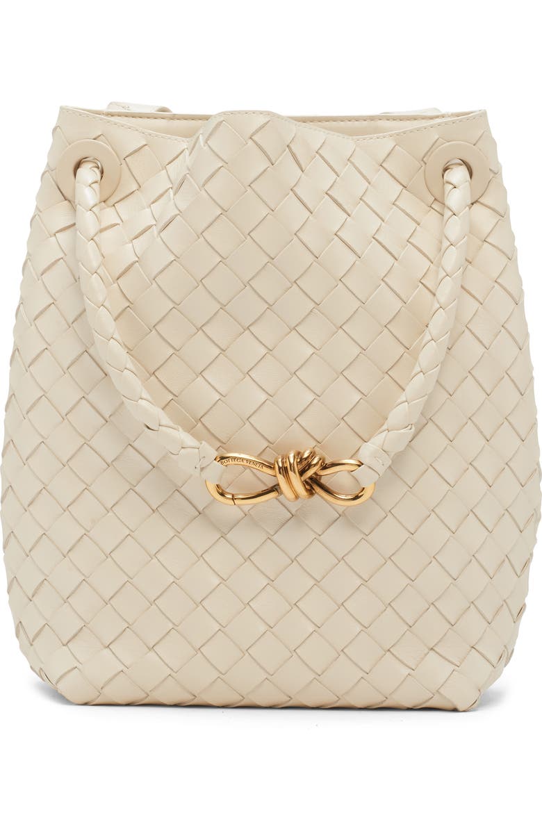 Bottega Veneta Small Andiamo Intrecciato Leather Bucket Bag, Main, color, Sea Salt-M B-Sea Sa