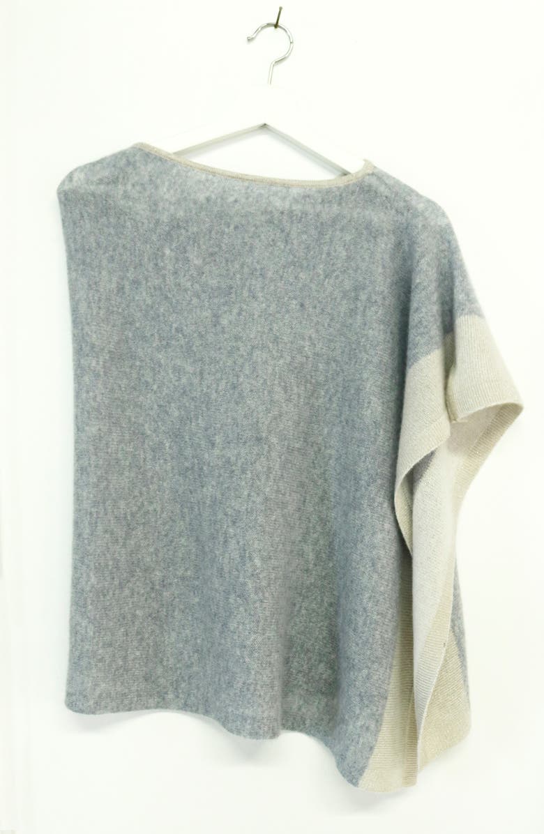 Portolano Colorblock Cashmere Poncho, Alternate, color, Light Grey/ White
