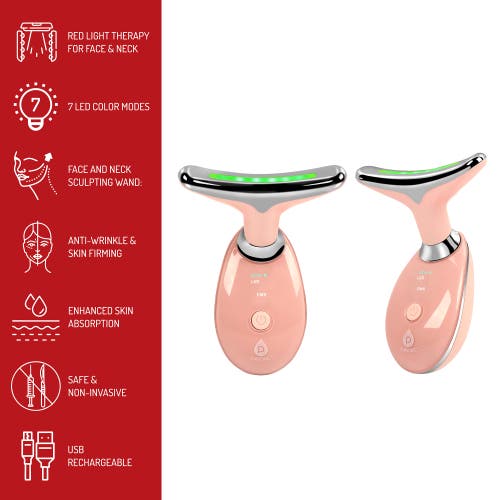 Pursonic 7-in-1 Led Light Therapy Beauty Device In Pink