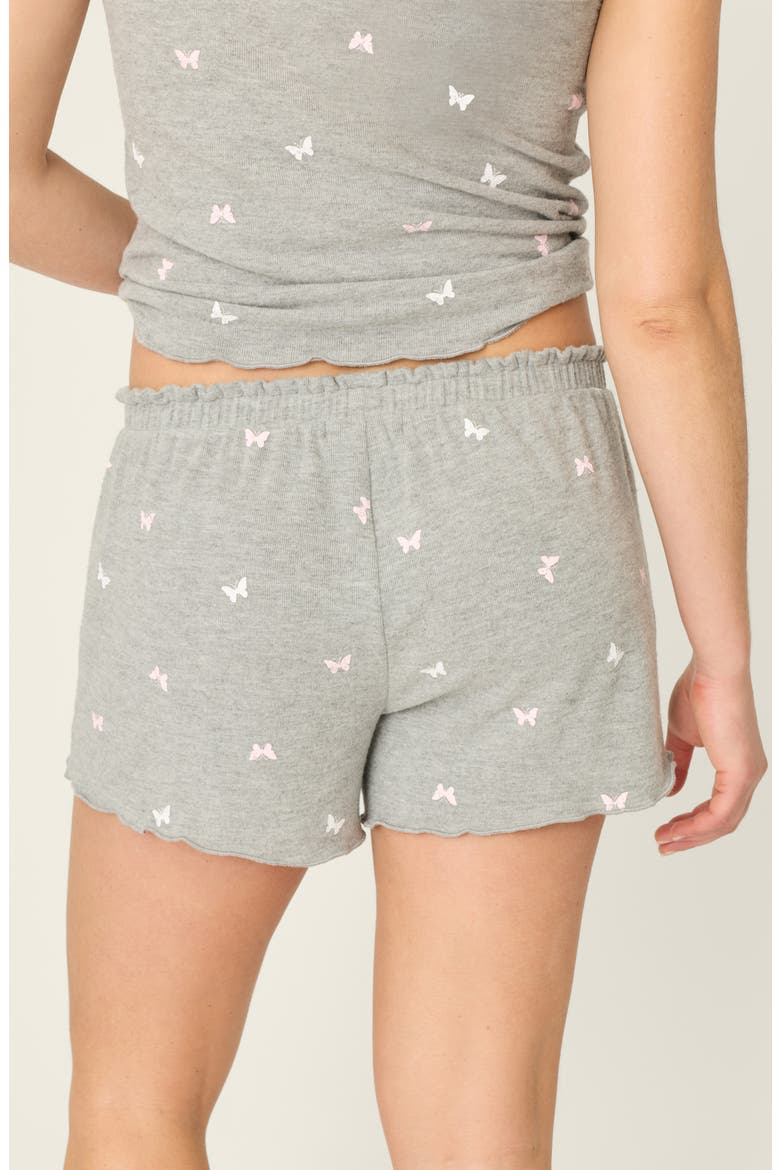 Peachy Mix Match Butterfly Pajama Shorts, Alternate, color, HEATHER GREY