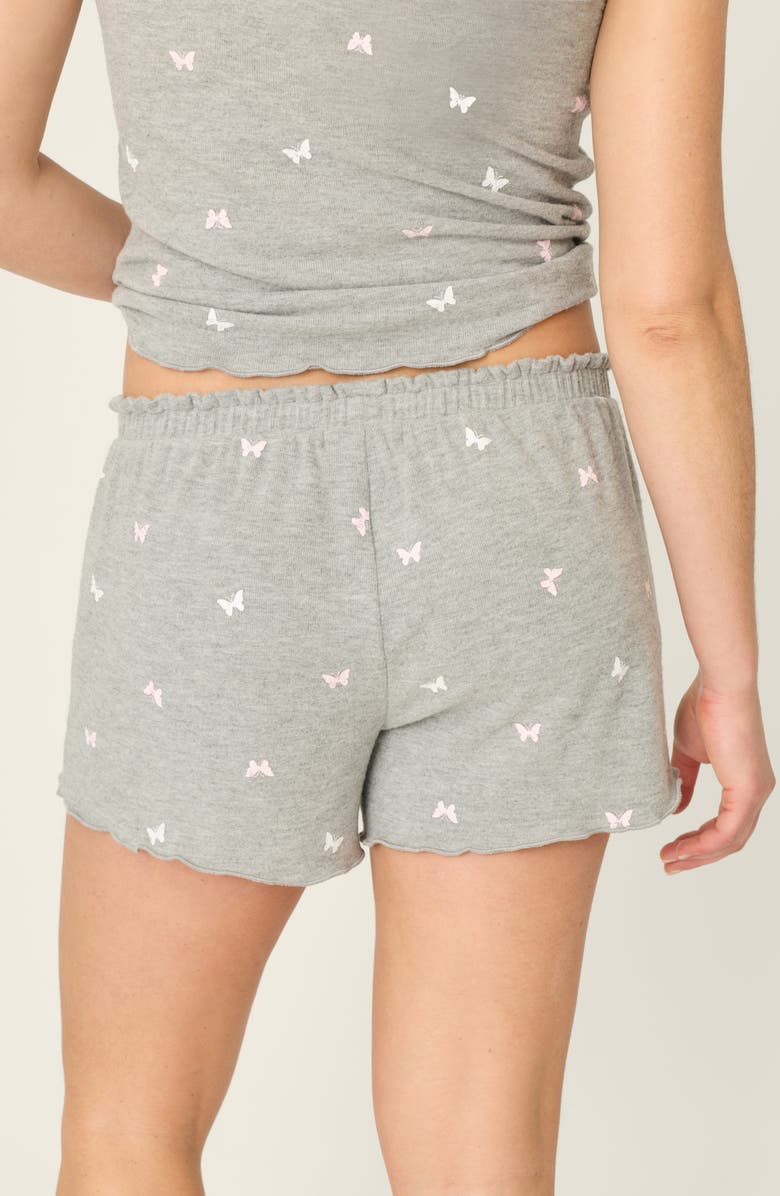 PJ Salvage Peachy Mix Match Butterfly Pajama Shorts, Alternate, color, Heather Grey
