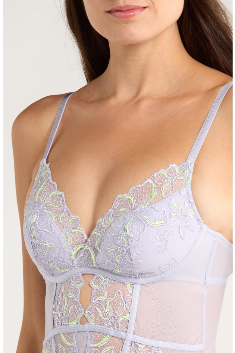 Lauren Lace & Mesh Bodysuit, Alternate, color, THISTLE