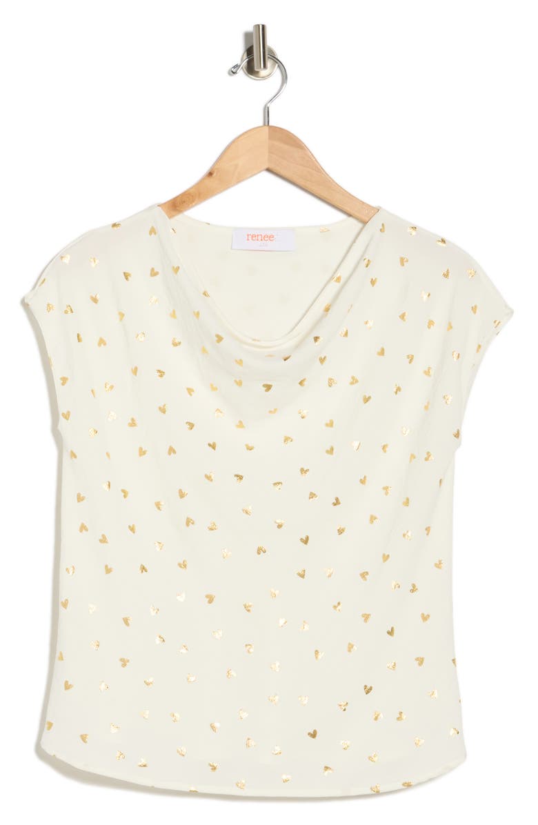 Renee C Heart Cowl Neck Top, Main, color, Ivory