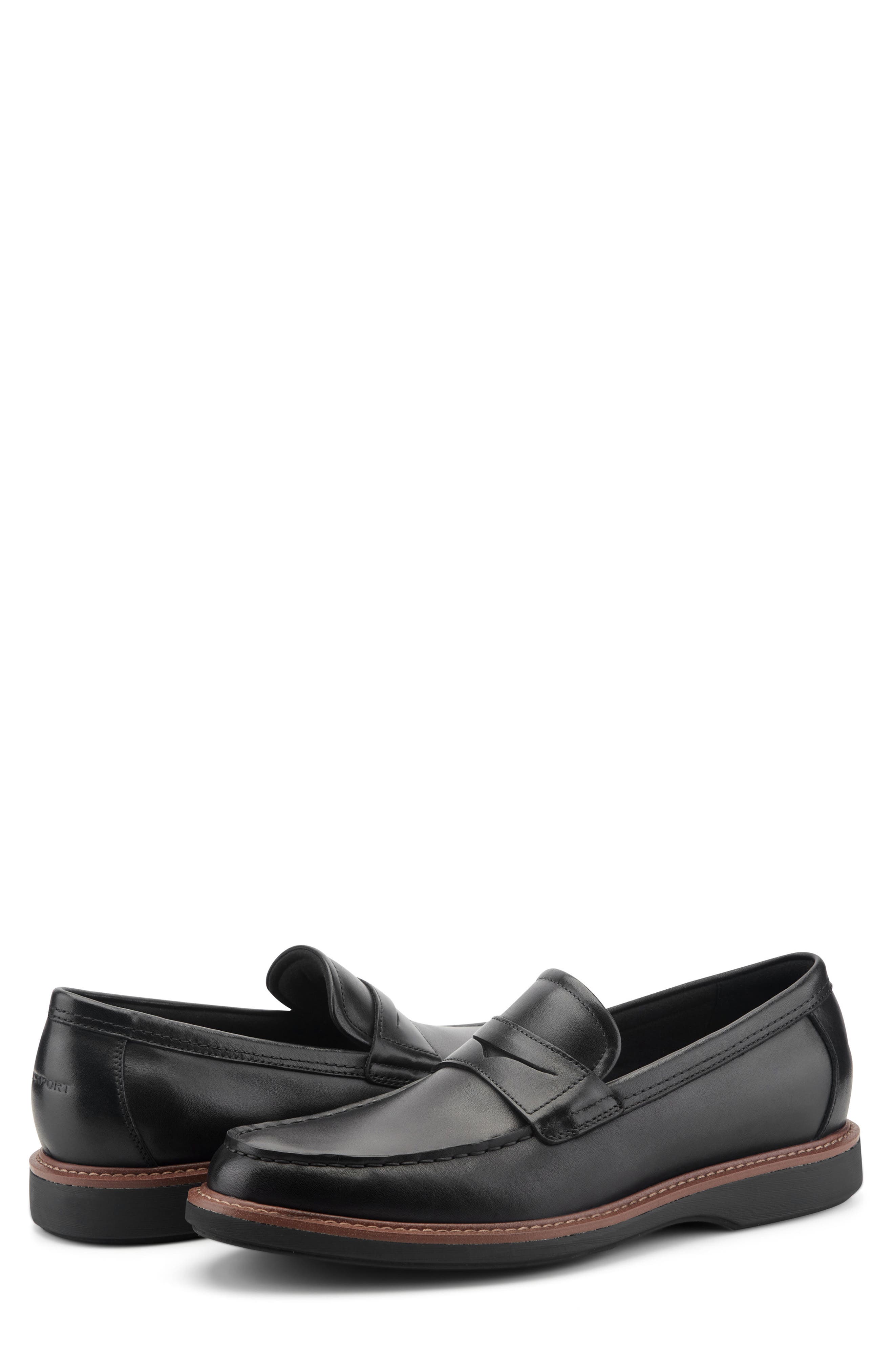 Ledger Leather Penny Loafer, Alternate, color, BLACK 001