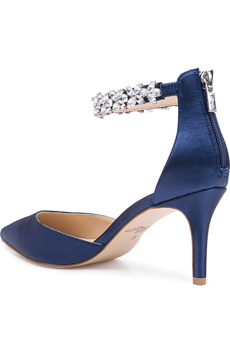 Jewel Badgley Mischka Raleigh Pointed Toe Ankle Strap Pump, Alternate, color, Navy Satin