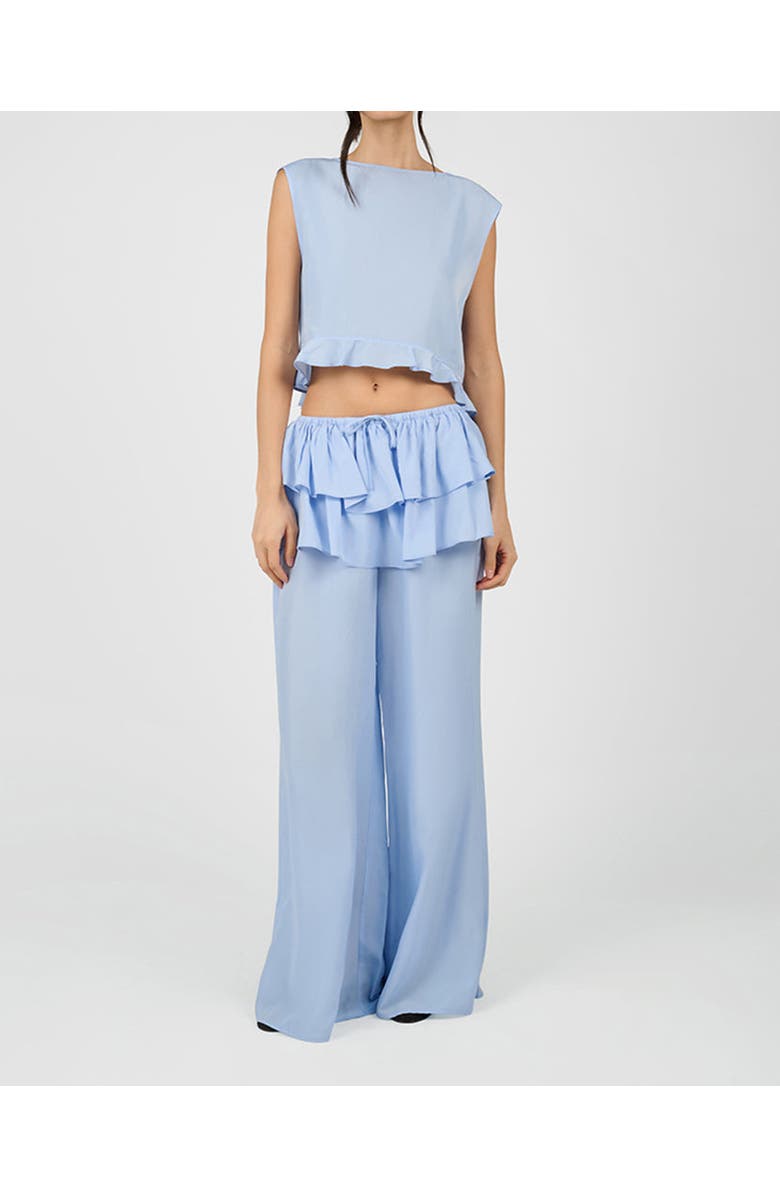 WeWoreWhat Boat Neck Ruffle Top, Alternate, color, Sky