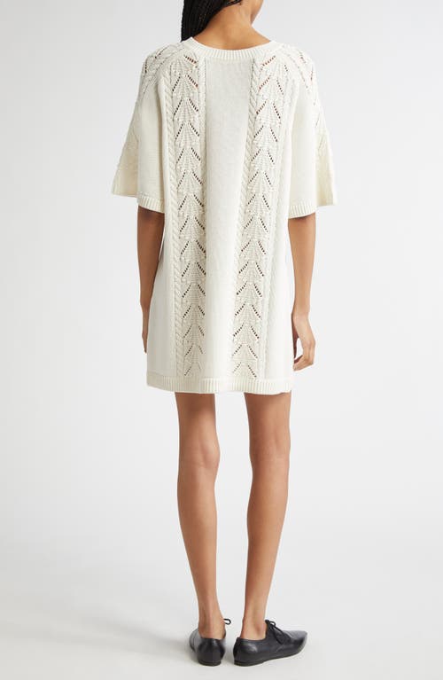 Loulou De Saison Oversized Short Dress With Knit Patterns In White